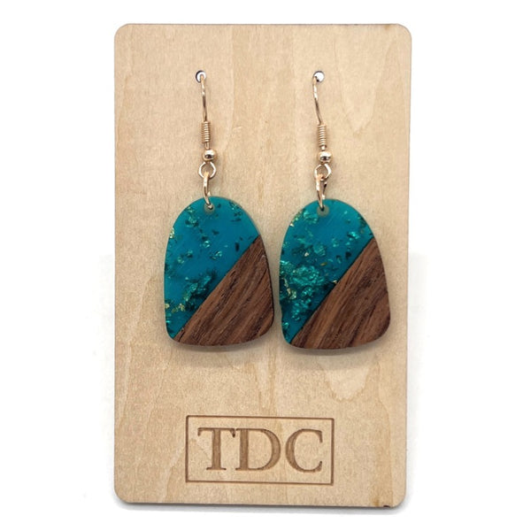 Handcrafted Timber & Resin Rectangle Drop Earring