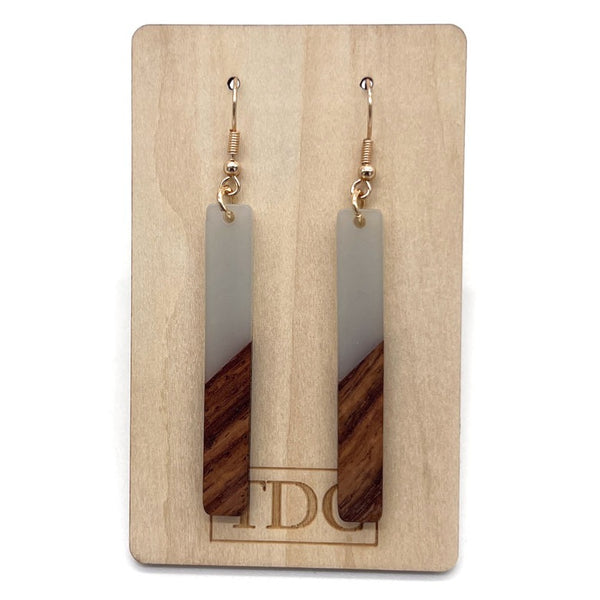 Handcrafted Timber & Resin Stick Drop Earring - Various Colours