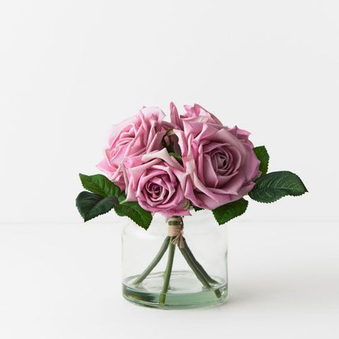 Rose Clara Mix in Vase - Lavender