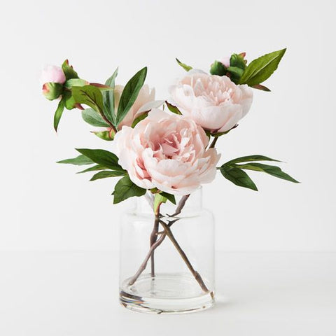 Peony Mix in Glass Vase - Pink