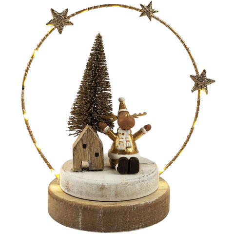 Reindeer in a Bauble with Lights Decoration