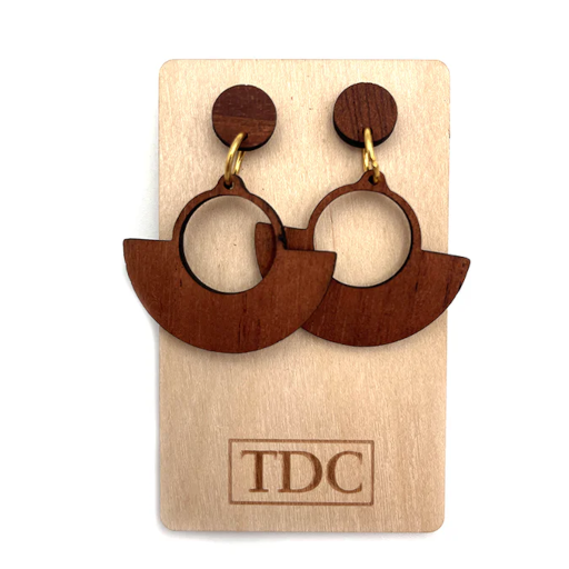 Handcrafted Timber Half Round Drop Earring - Various Timbers