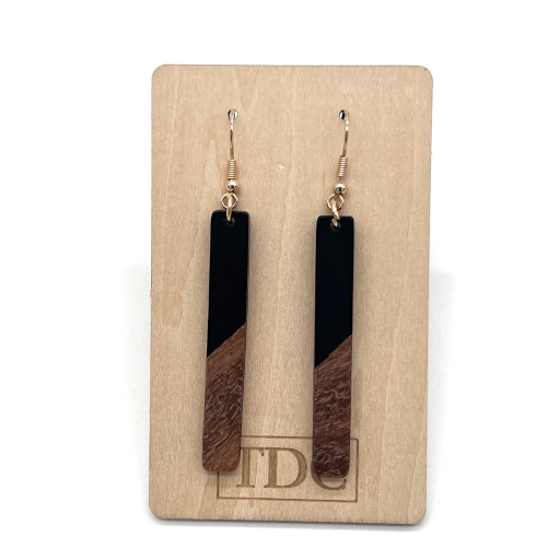 Handcrafted Timber & Resin Stick Drop Earring - Various Colours