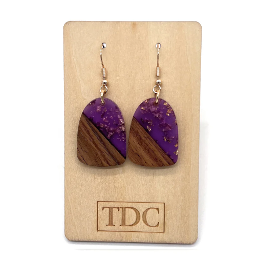 Handcrafted Timber & Resin Rectangle Drop Earring